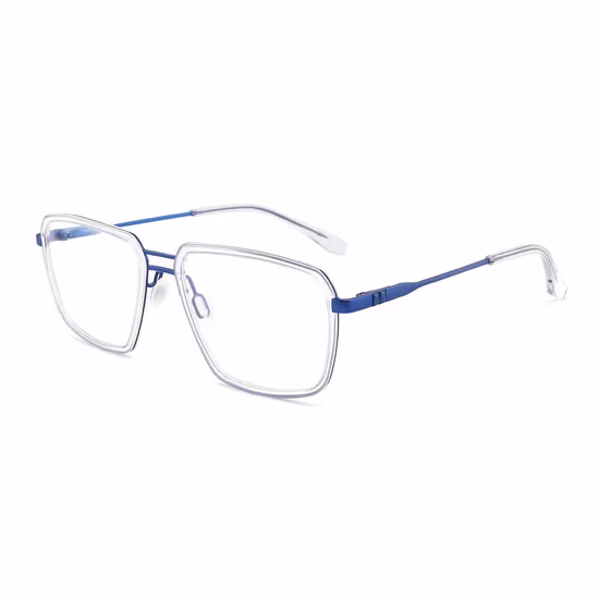 New Fashion Design Acetate with Metal Square Double Bridge for Men High Quality Optical Frames