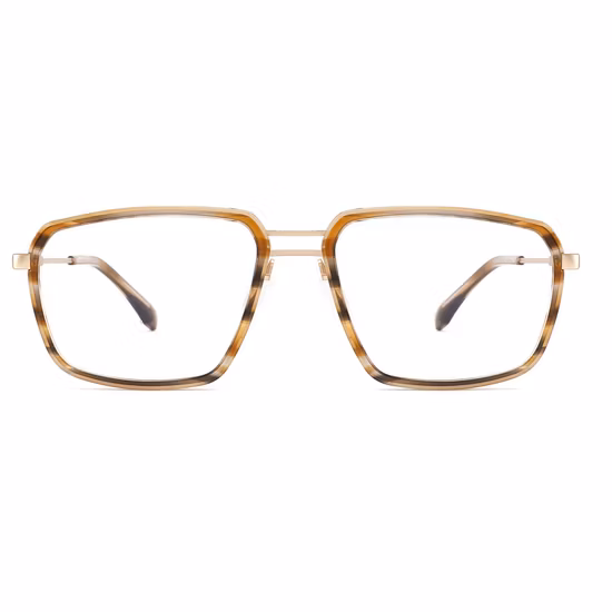 New Fashion Design Acetate with Metal Square Double Bridge for Men High Quality Optical Frames
