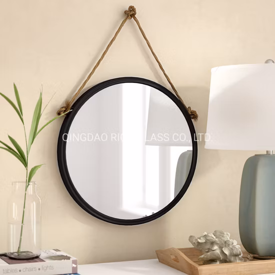 Espejo de pared decorativo con marco plano, proceso de Abrazine mate de metal, oro blanco, para colgar
