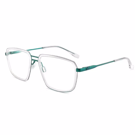 Nuevo acetato del diseño de la moda con el puente doble cuadrado del metal para los marcos ópticos de alta calidad de los hombres